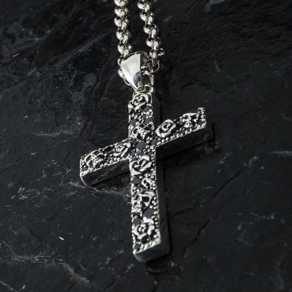 Anhänger Kreuz Rose Skull