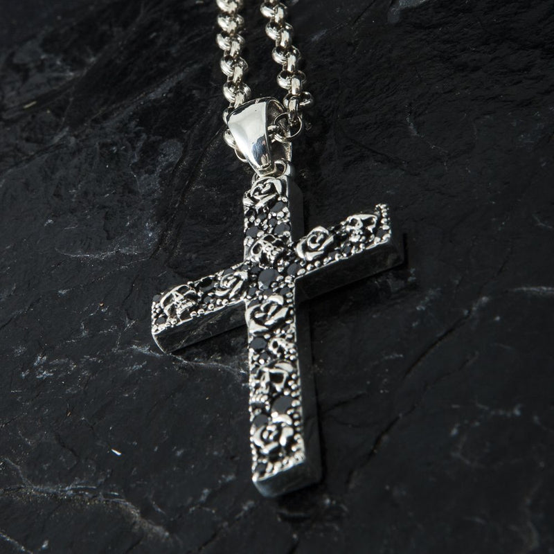 Anhänger Kreuz Rose Skull