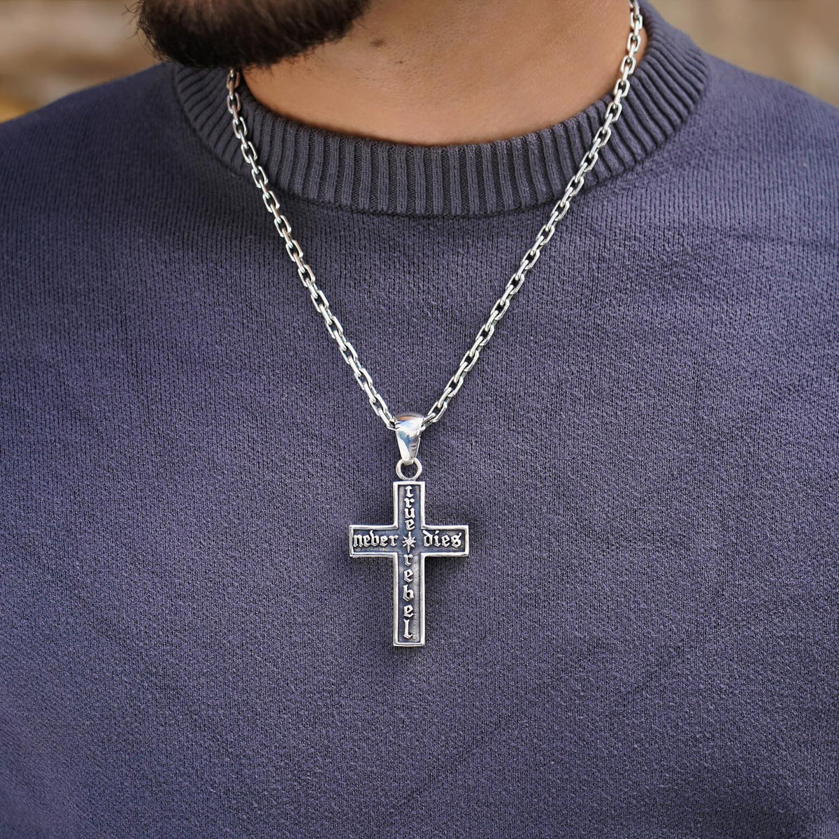 Pendant cross TRUE REBEL large