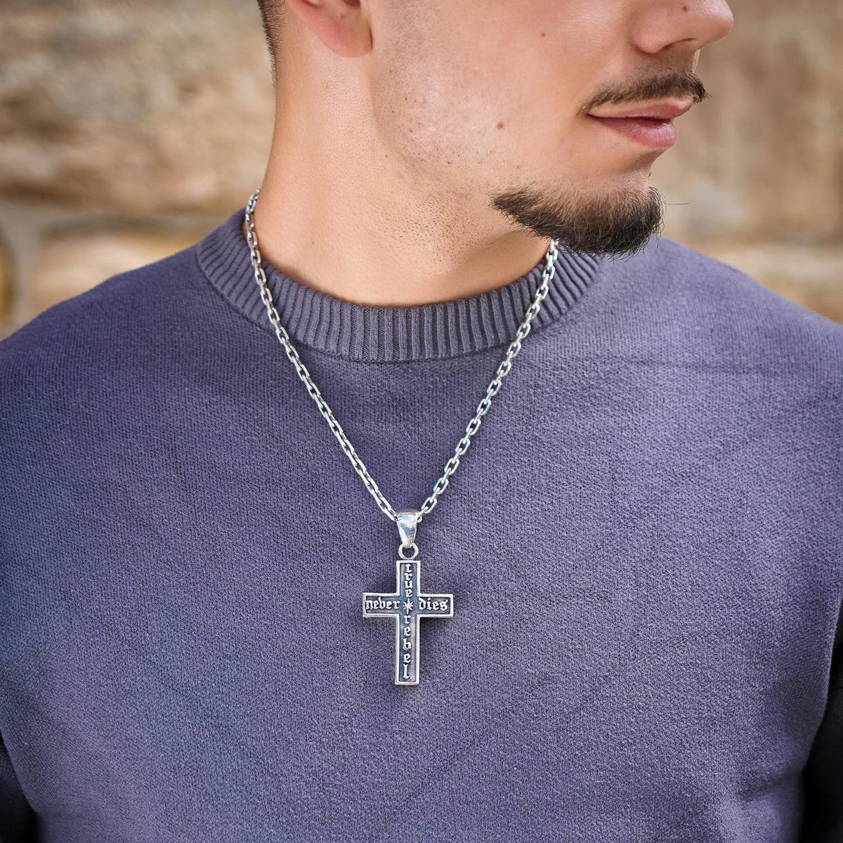 Pendant cross TRUE REBEL large