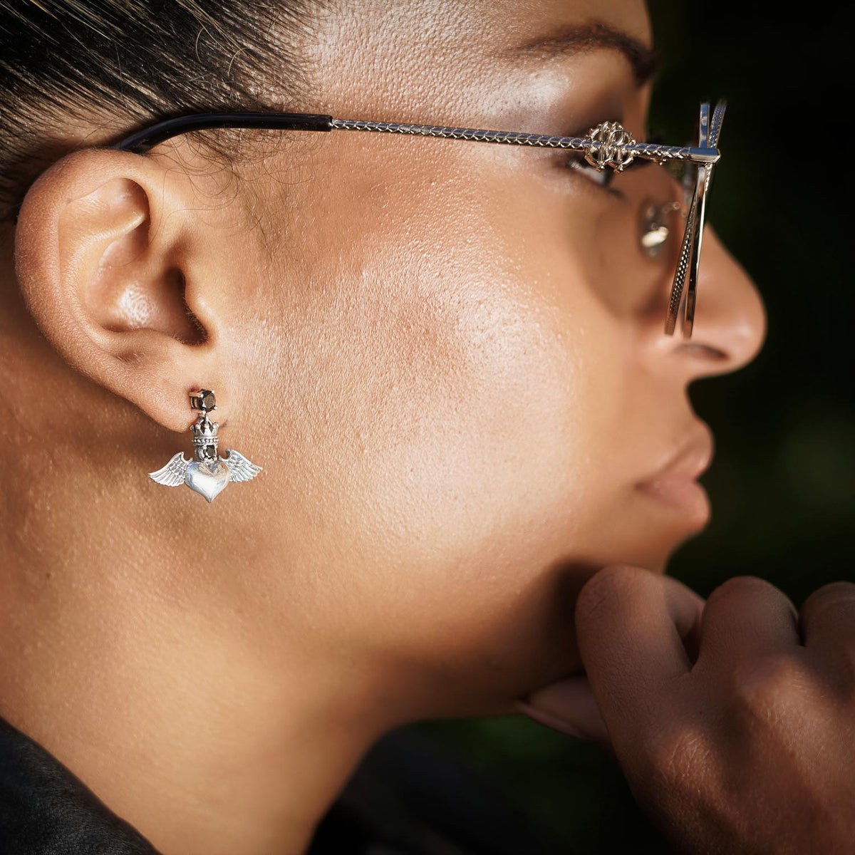 Earrings heart wings