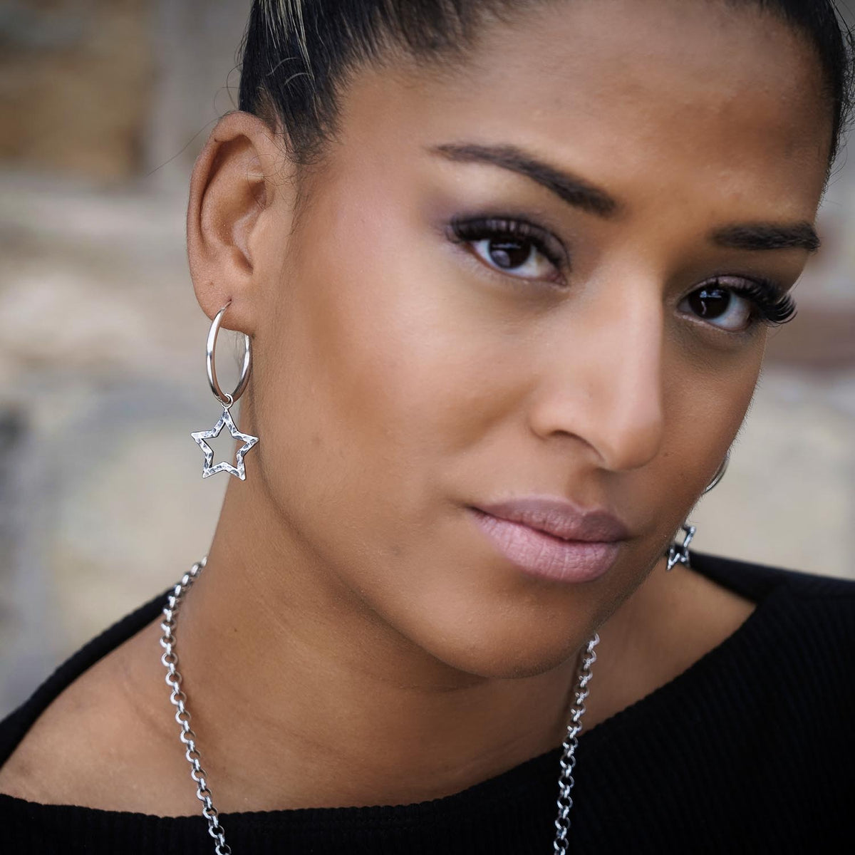 Orecchini orecchini a cerchio stella