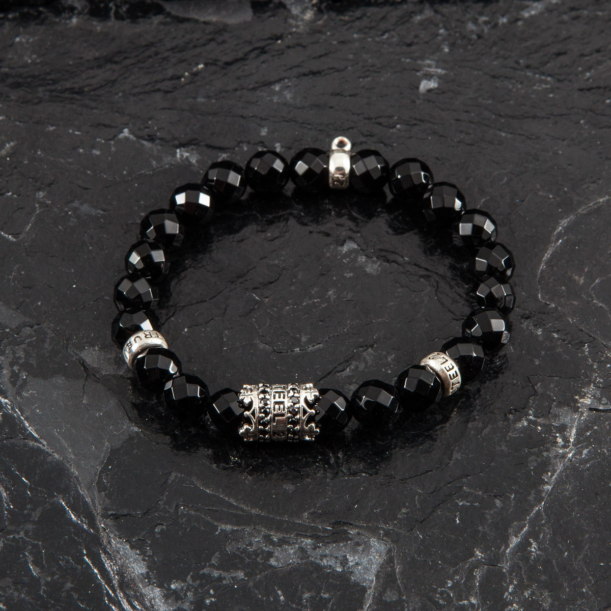 Armband Onyx Krone schwarz