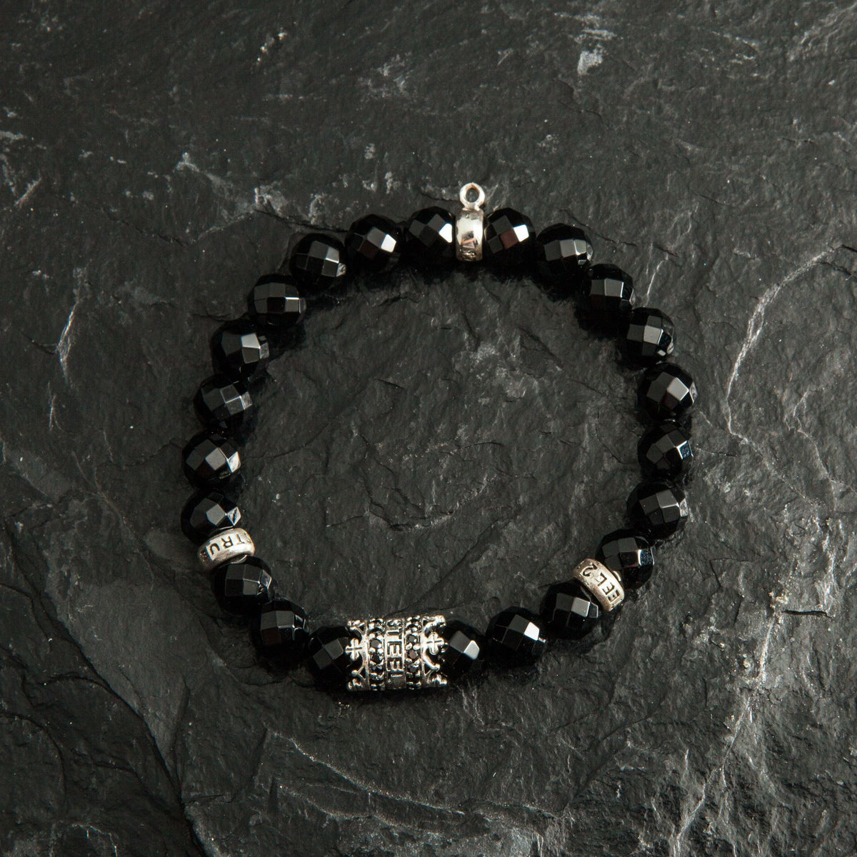 Armband Onyx Krone schwarz