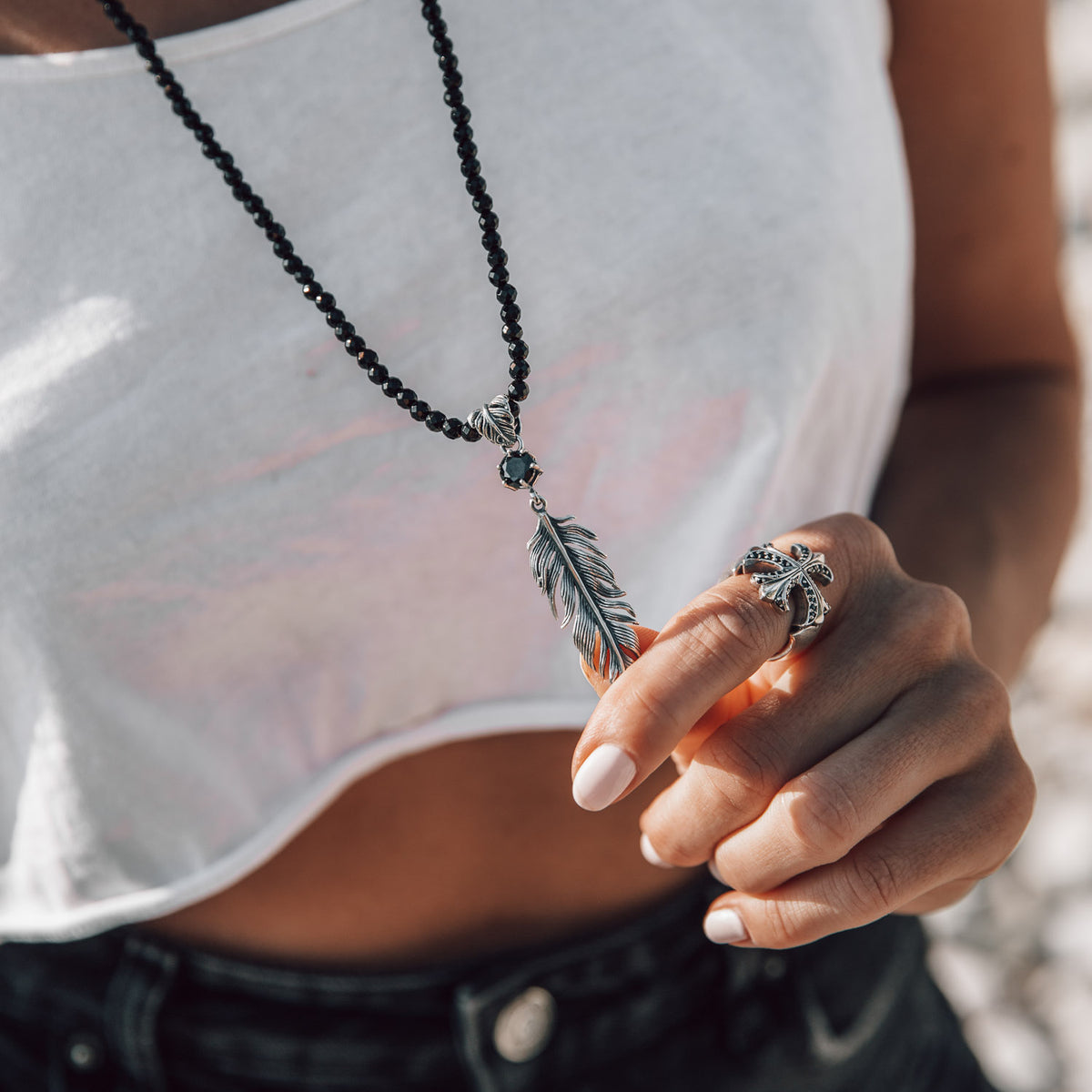 Kette Onyx facettiert