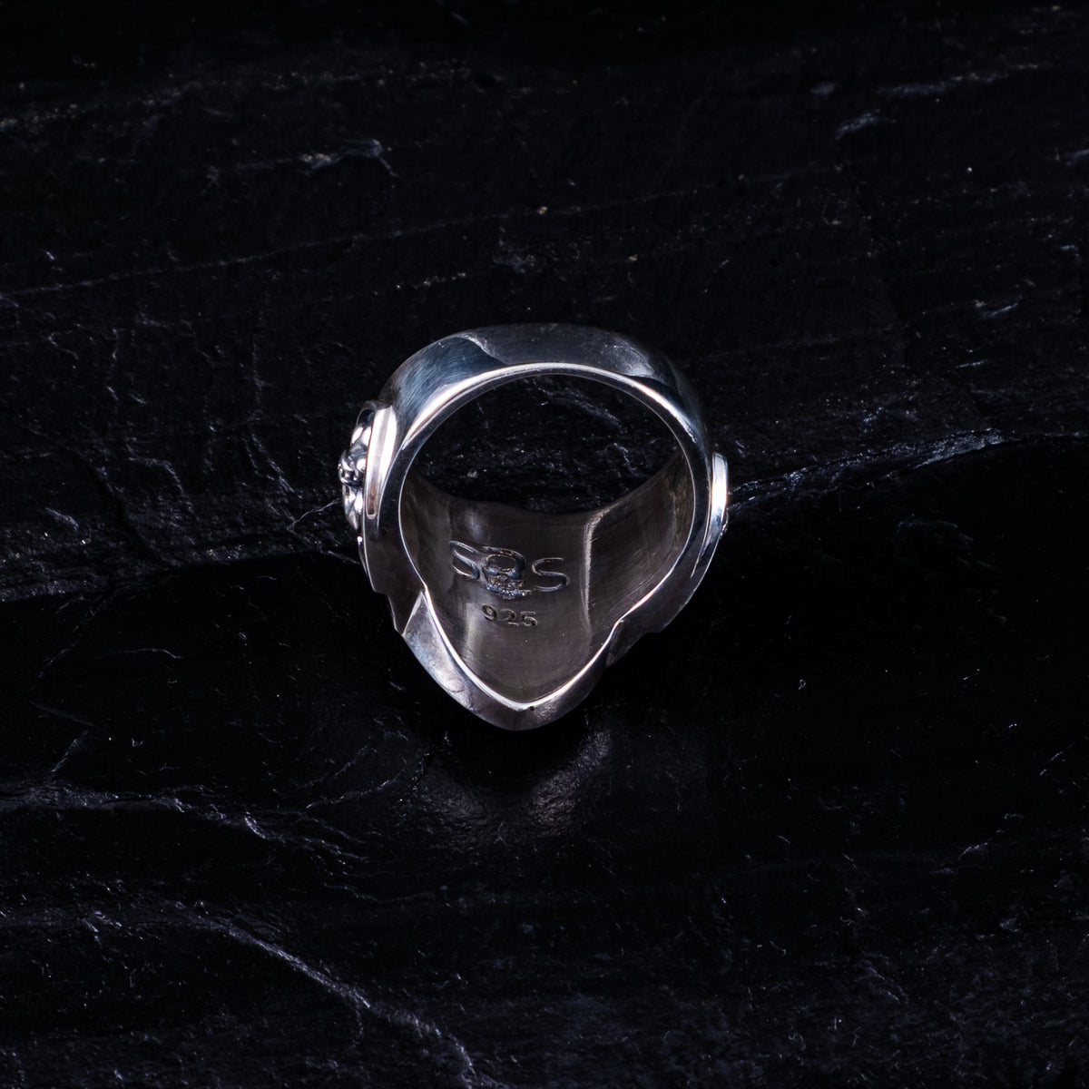 SIEGELRING LILIE SCHWARZE STEINE