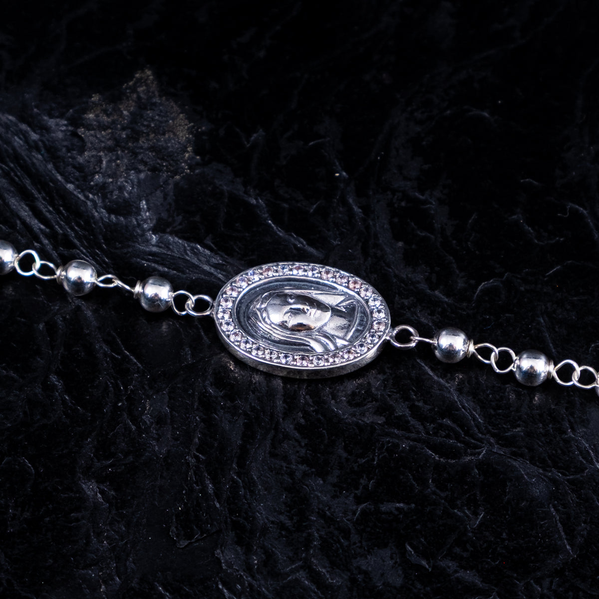 SILBERARMKETTE ROSENKRANZ MADONNA