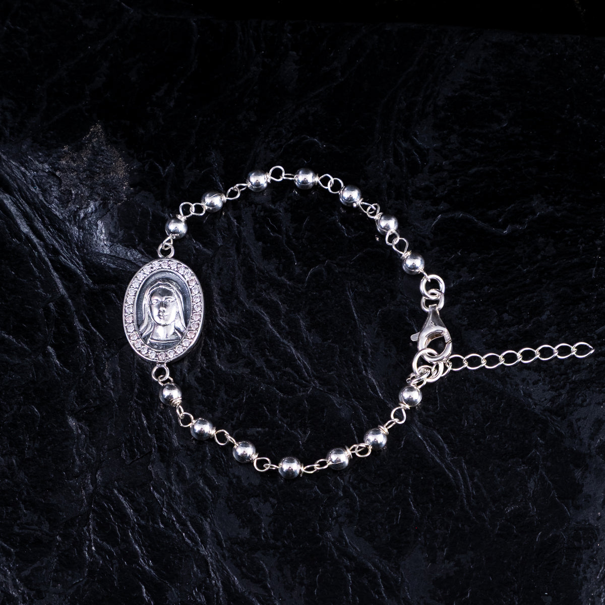 SILBERARMKETTE ROSENKRANZ MADONNA