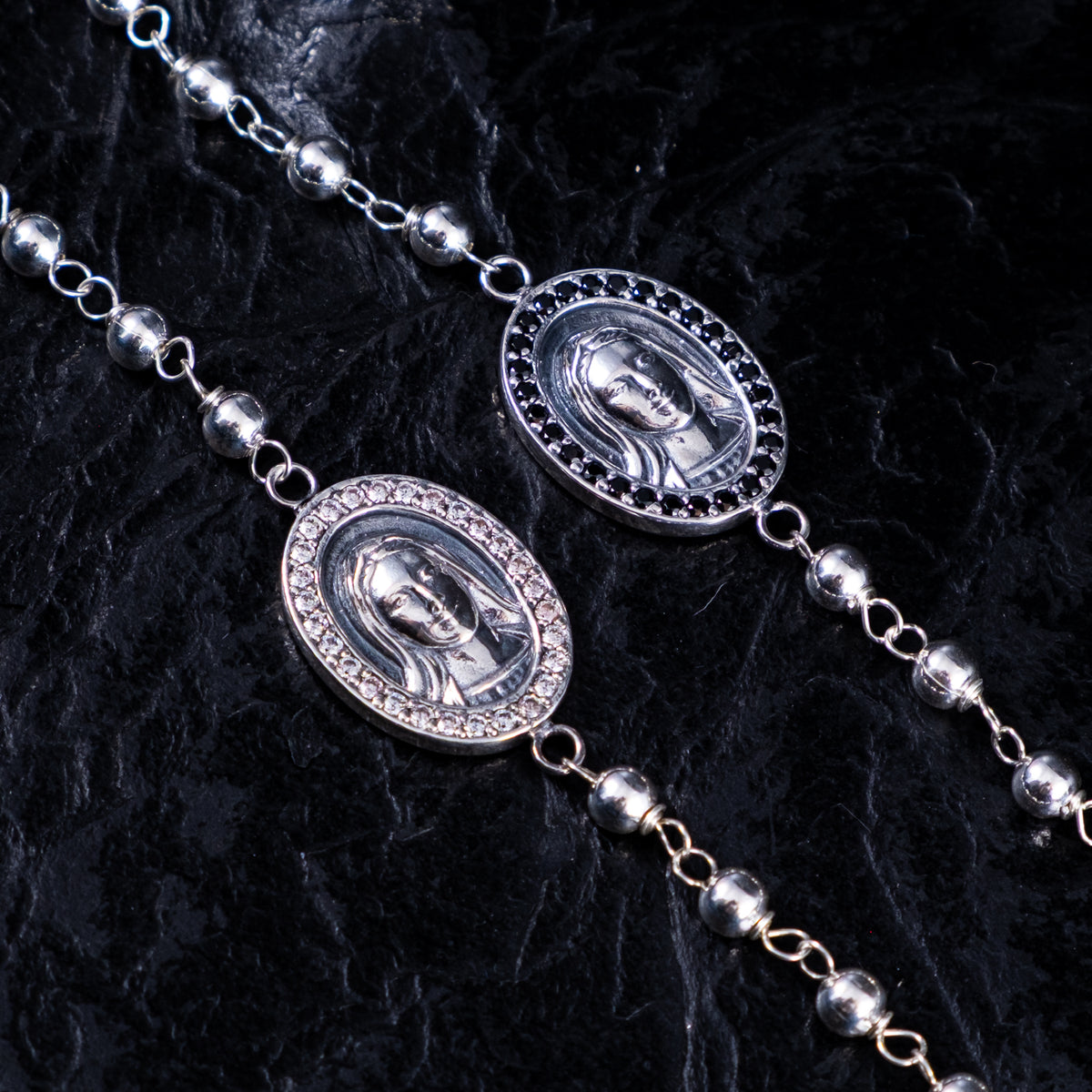 SILBERARMKETTE ROSENKRANZ MADONNA