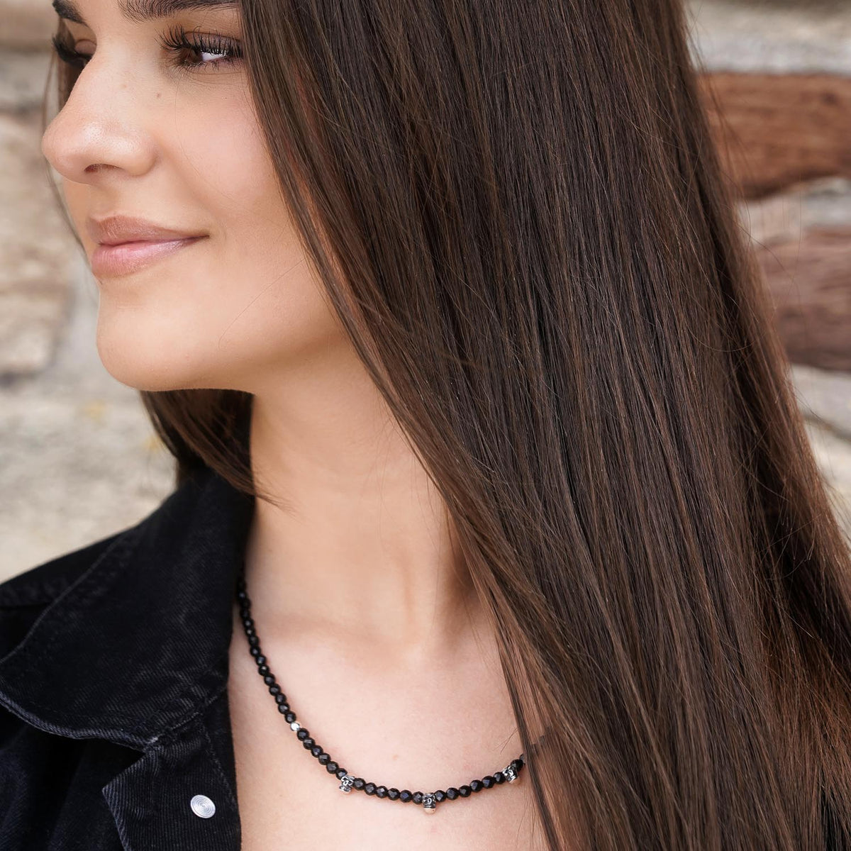 Necklace skull onyx 