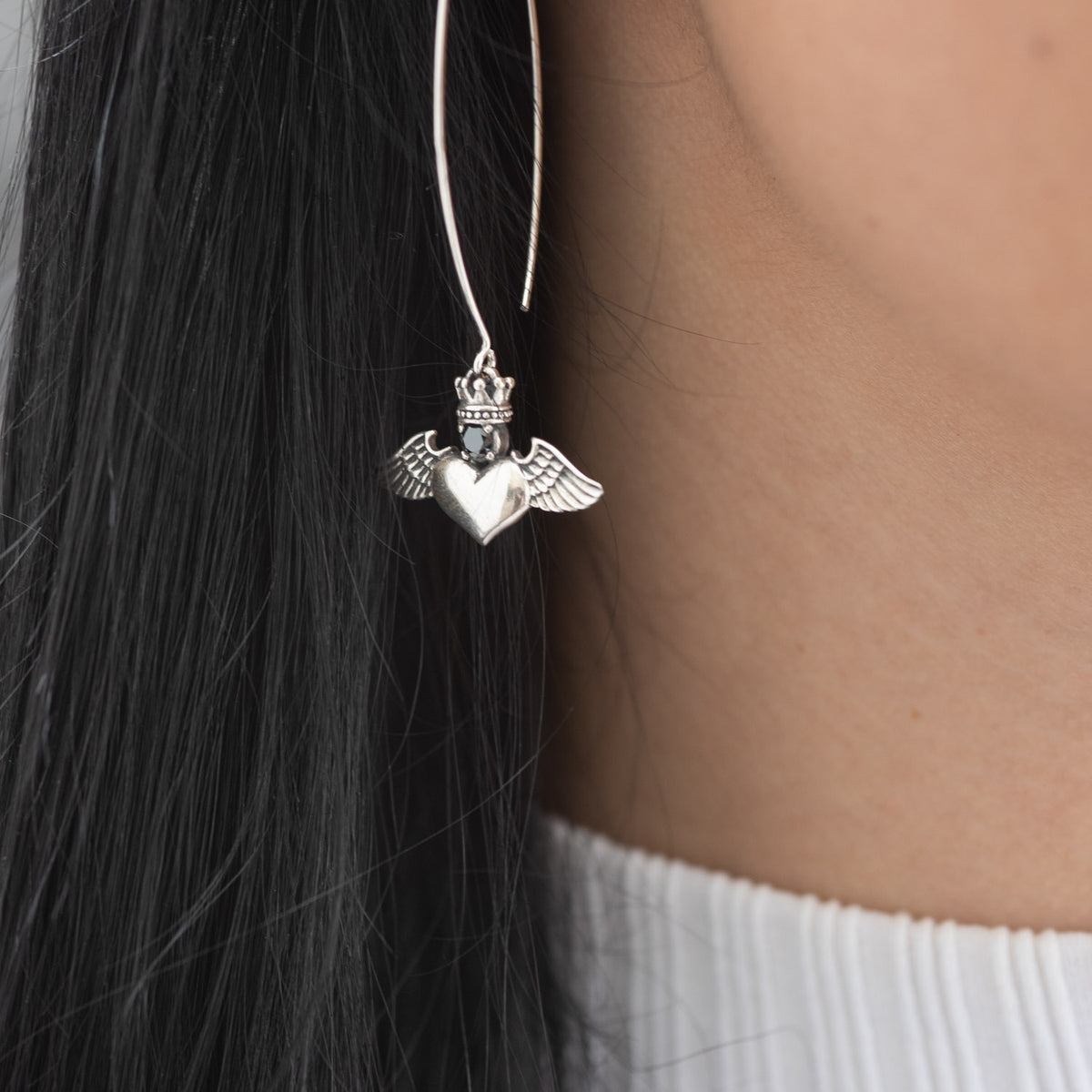 Earrings heart wings 