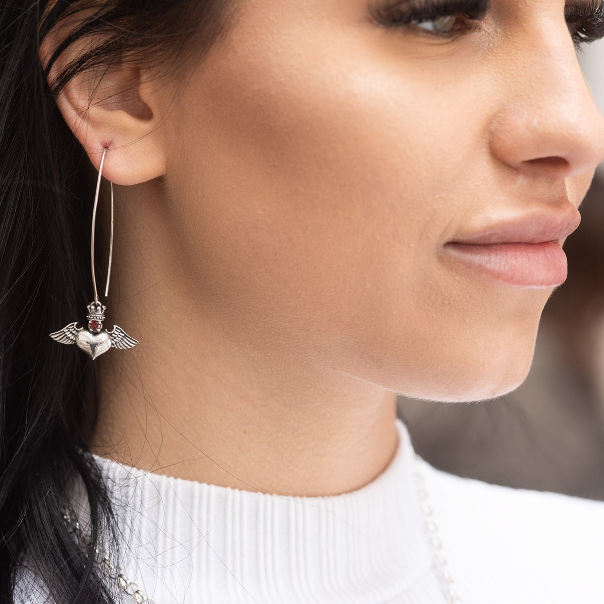 Earrings heart wings 