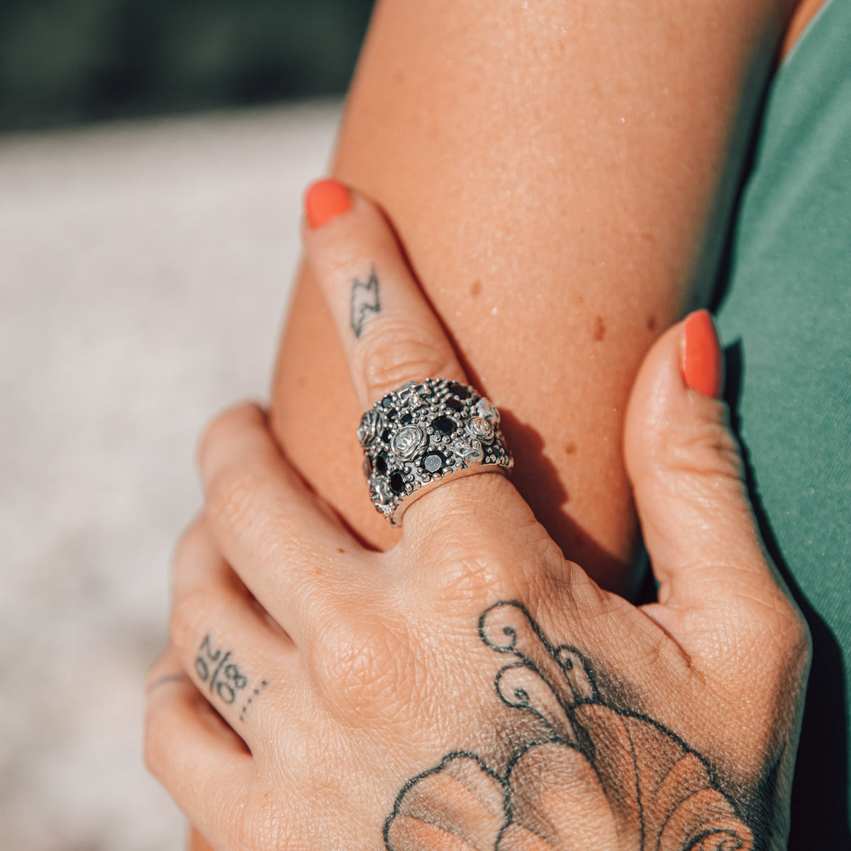 Ring Skull Rose