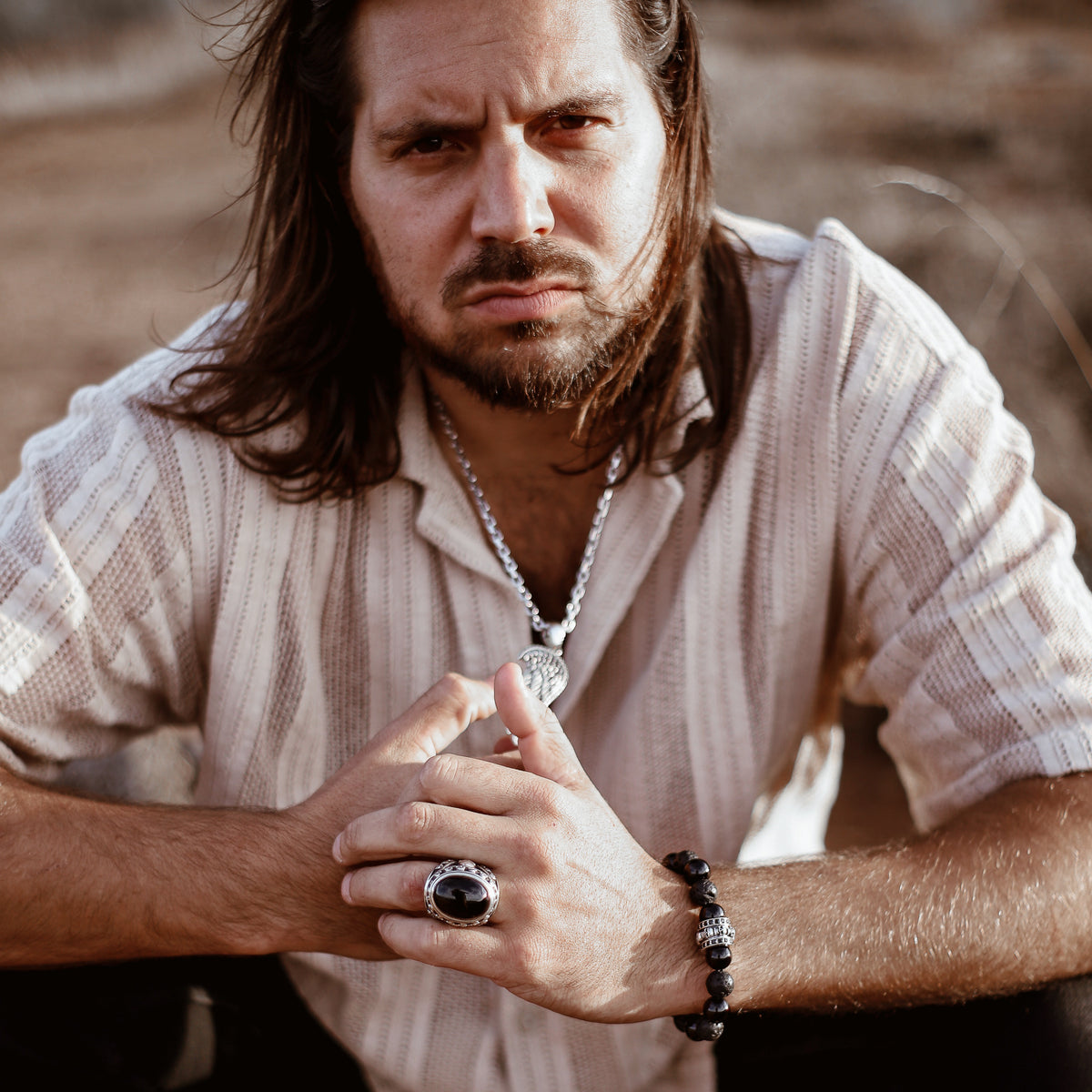 Anello teschio onice