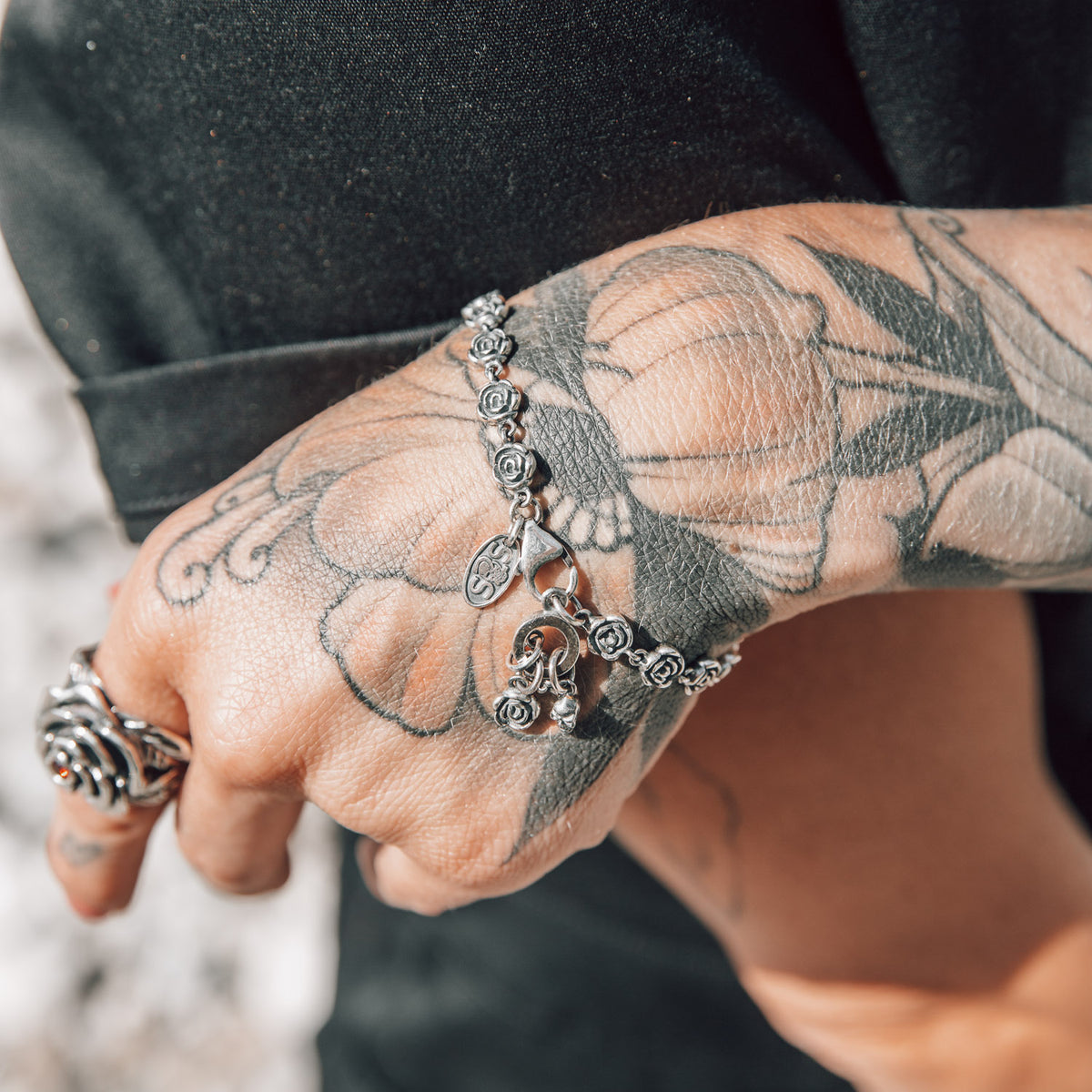 Silver bracelet rose 