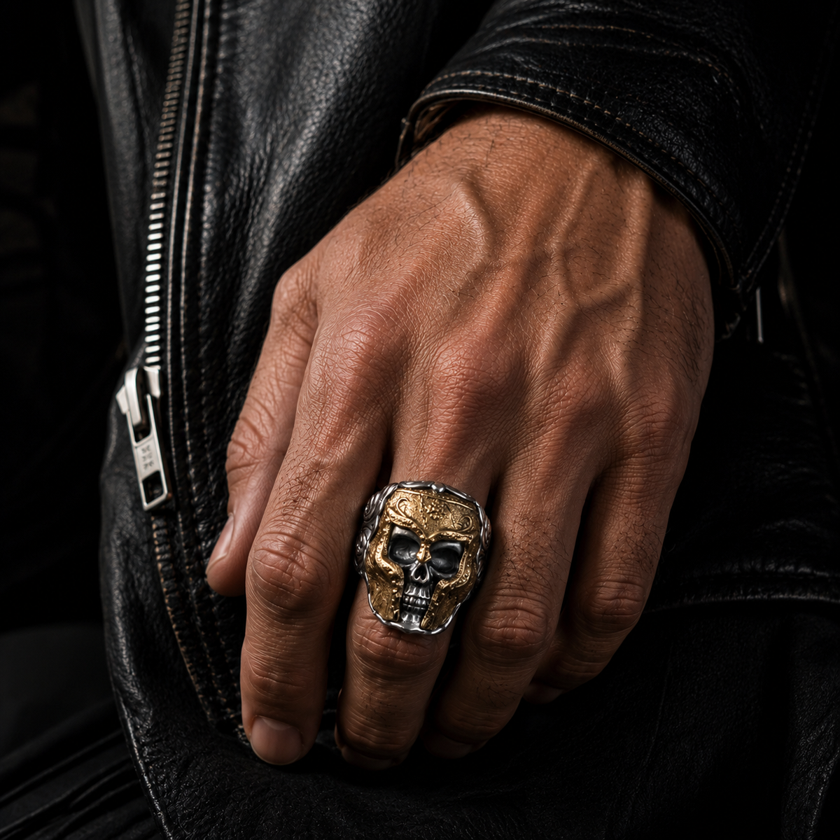 RING TOTENKOPF MASKE BICOLOR