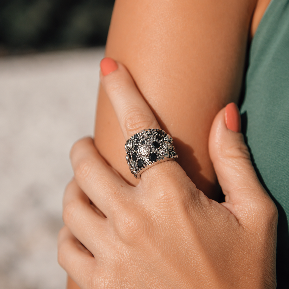 Ring Skull Rose