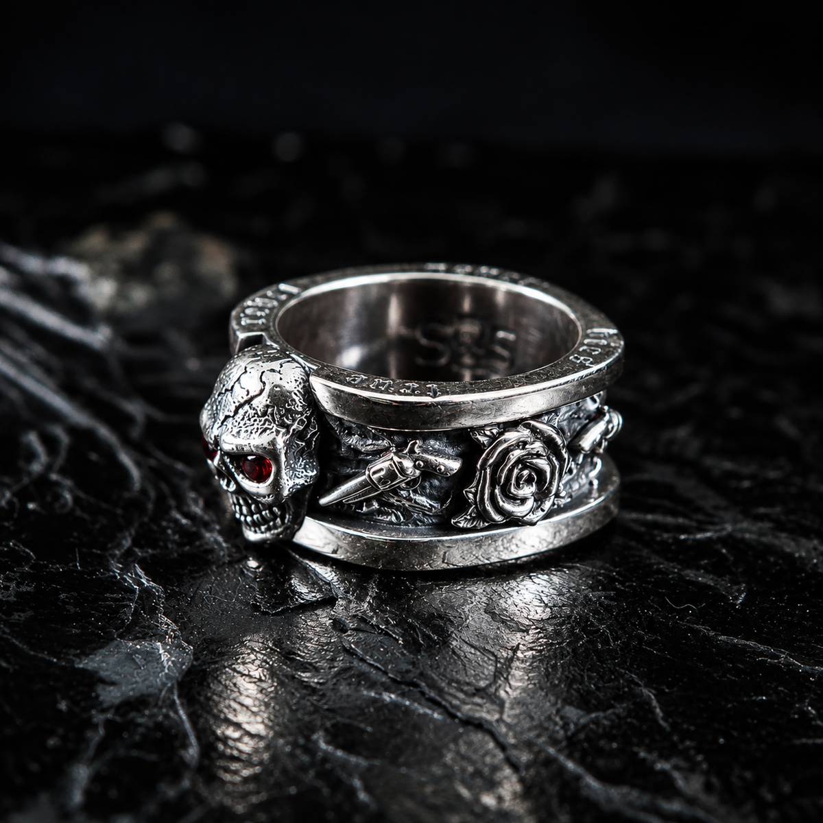 RING TOTENKOPF ROSE PISTOLE