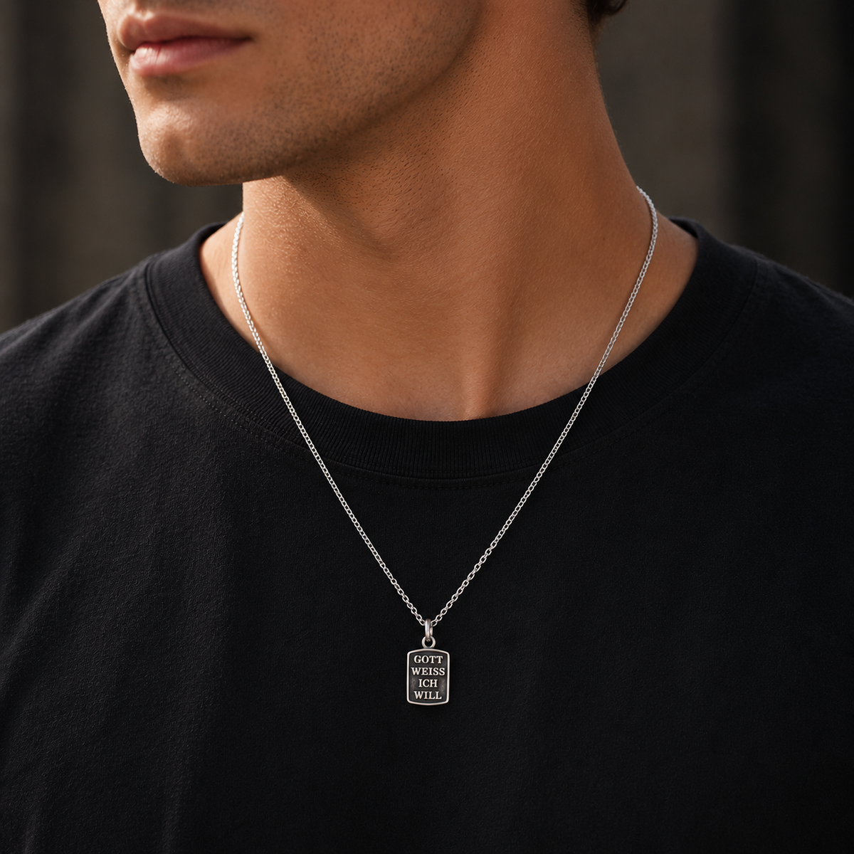 ANHÄNGER DOG TAG GOTT WEISS KLEIN