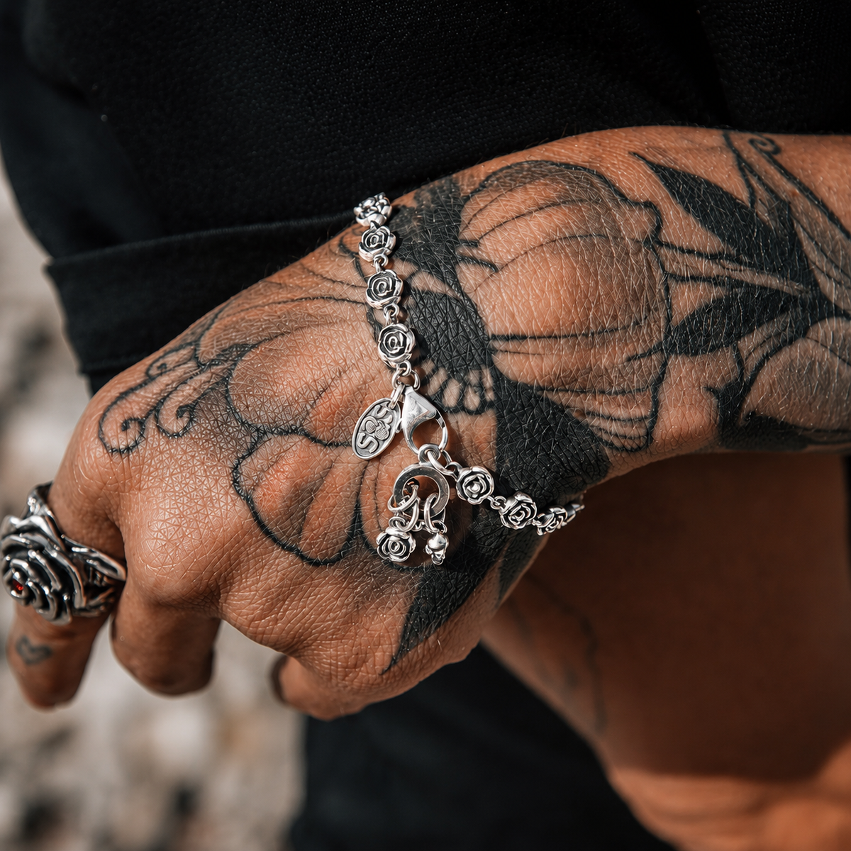 Bracciale in argento rosa