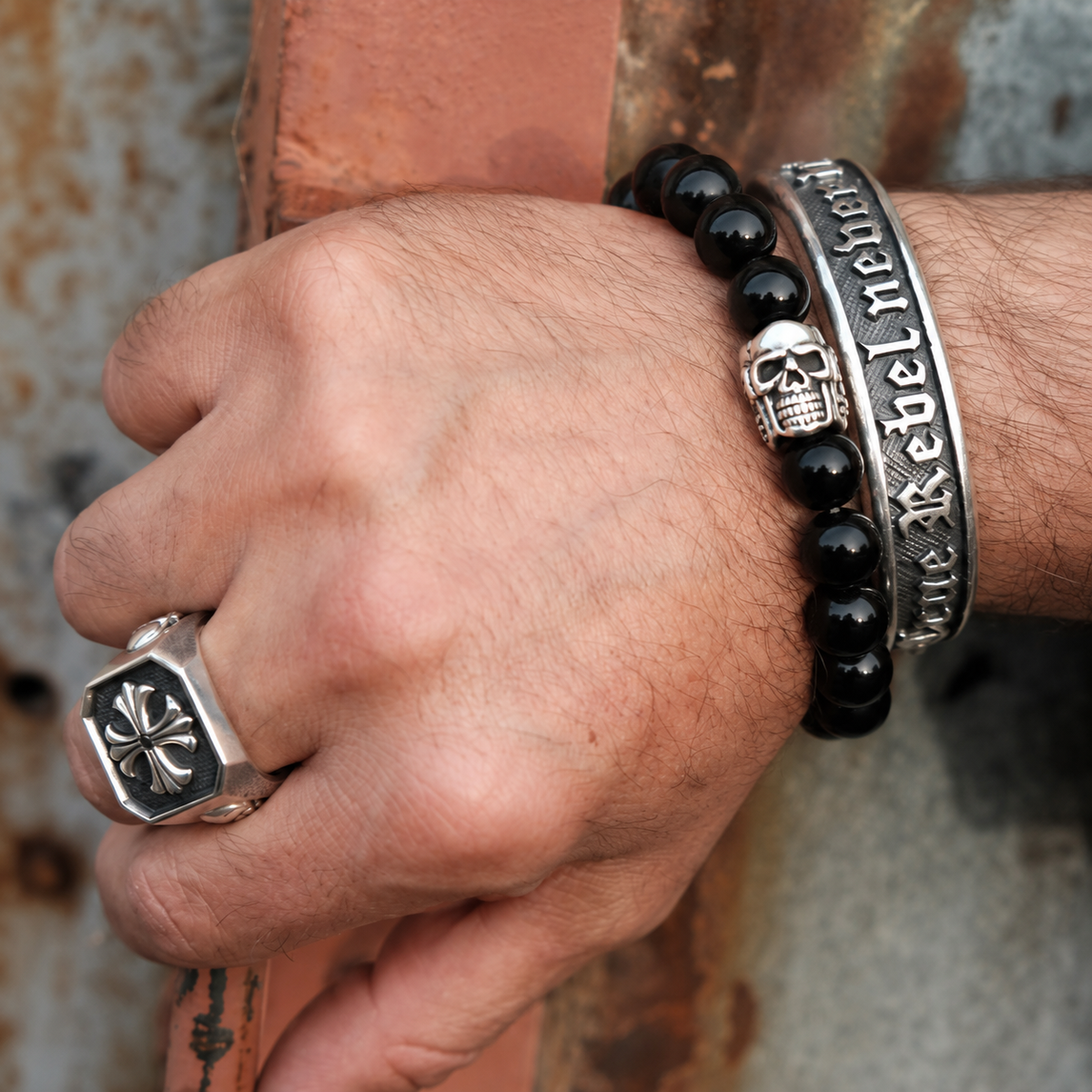Bracciale teschio onice