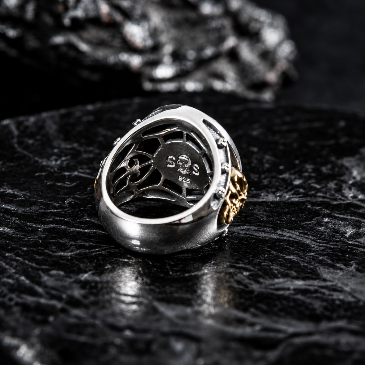 SIEGELRING TOTENKOPF BICOLOR