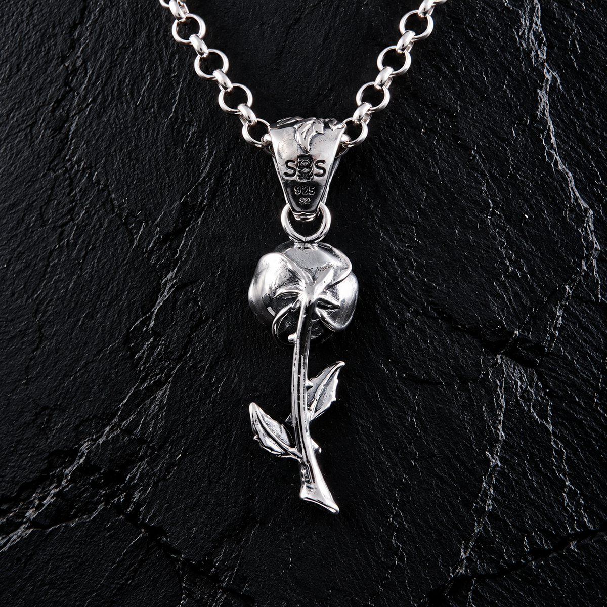 Anhänger Rose mit Stiel