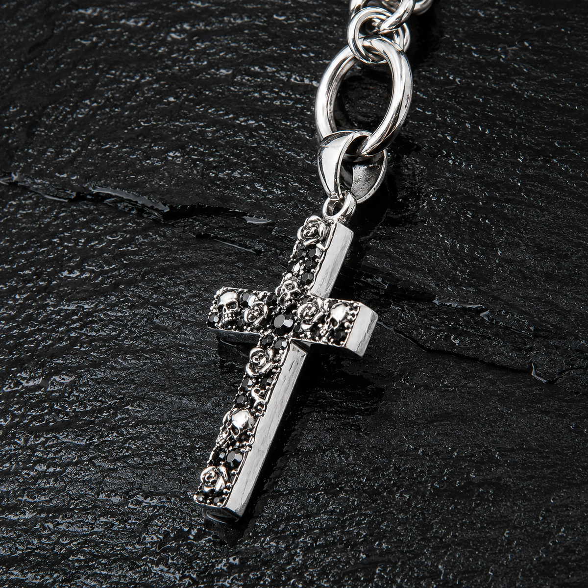 Pendant Cross Rose Skull Small 