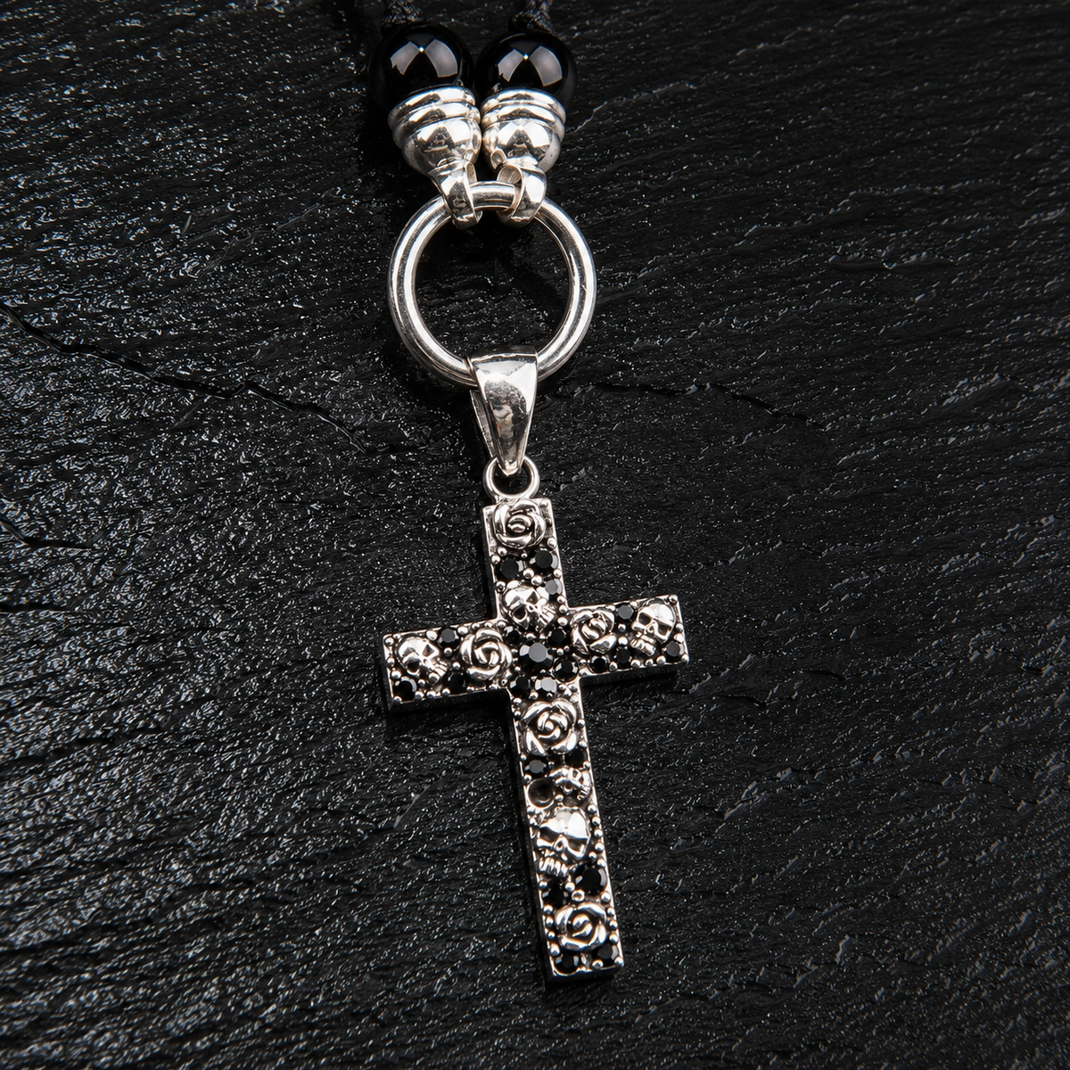 Pendant Cross Rose Skull Small 