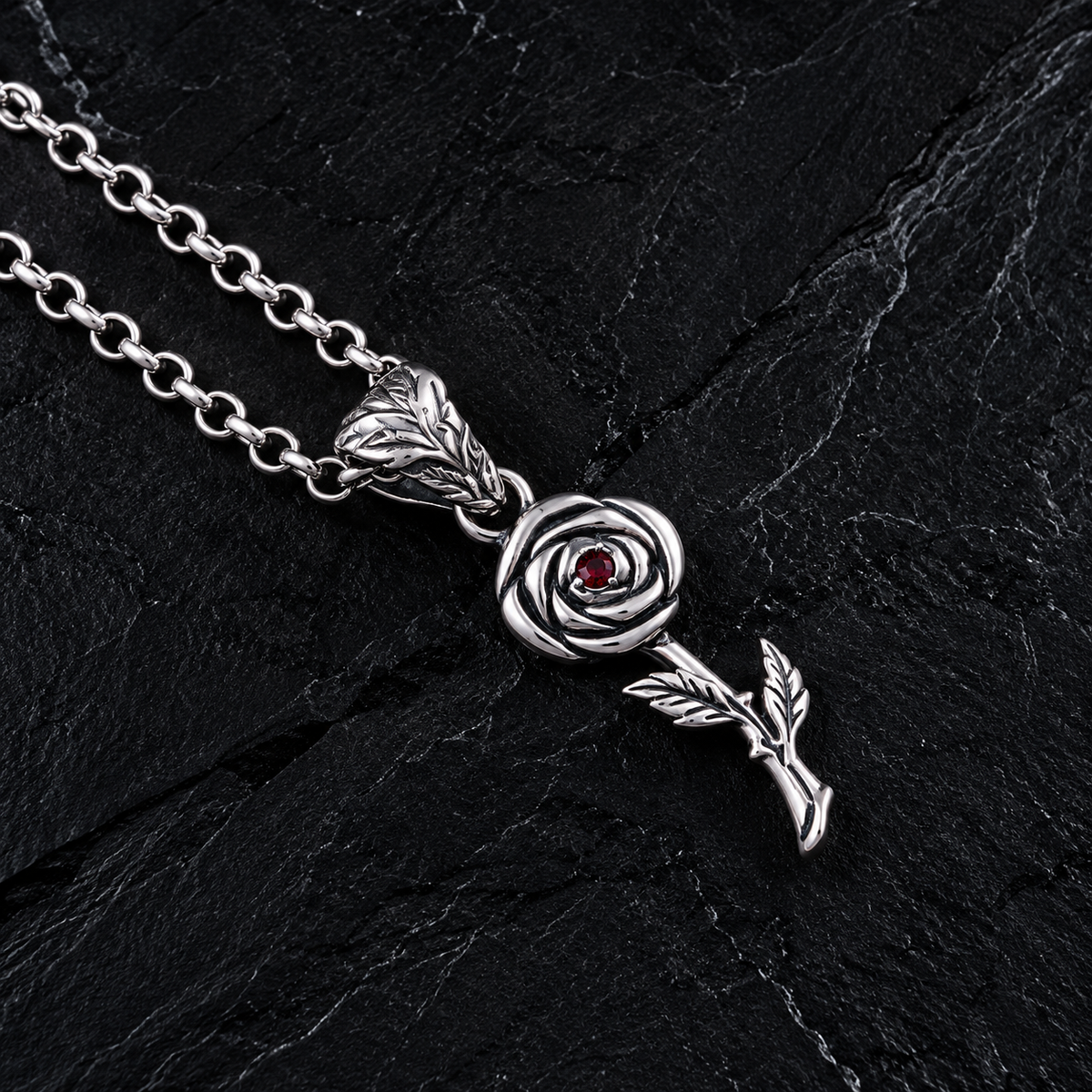 Anhänger Rose mit Stiel